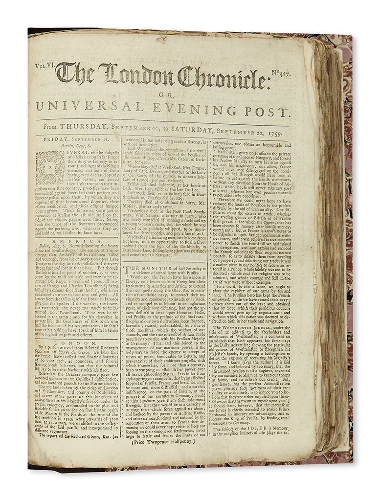 (COLONIAL WARS.) The London Chronicle for the Year 1759.
